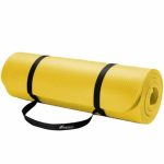 Saltea fitness, yoga, pilates, aerobic, gimnastica si wellness TRESKO®, curea de transport, anti-alunecare, 185 x 60 x 1.5 cm, galben