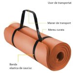 Saltea fitness, yoga, pilates, aerobic, gimnastica si wellness TRESKO®, curea de transport, anti-alunecare, 185 x 60 x 1.5 cm, portocaliu - imagine 7