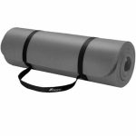 Saltea fitness, yoga, pilates, aerobic, gimnastica si wellness TRESKO®, curea de transport, anti-alunecare, 185 x 60 x 1.5 cm, gri