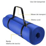 Saltea fitness, yoga, pilates, aerobic, gimnastica si wellness TRESKO®, curea de transport, anti-alunecare, 185 x 60 x 1.5 cm, albastru - imagine 7