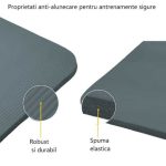 Saltea fitness, yoga, pilates, aerobic, gimnastica si wellness TRESKO®, curea de transport, anti-alunecare, 185 x 60 x 1.5 cm, gri - imagine 7