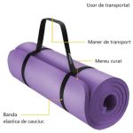 Saltea fitness, yoga, pilates, aerobic, gimnastica si wellness TRESKO®, curea de transport, anti-alunecare, 185 x 60 x 1.5 cm, lila - imagine 8