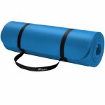 Saltea fitness, yoga, pilates, aerobic, gimnastica si wellness TRESKO®, curea de transport, anti-alunecare, 185 x 60 x 1.5 cm, albastra