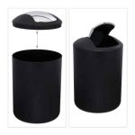 Set accesorii baie Relaxdays, perie wc, cos gunoi, dispenser sapun, suport periute, pahar, suport sapun, negru, 6 piese - imagine 7