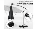 Umbrela terasa/gradina cu lumina LED, husa protectie, panou incarcare solara, protectie UV 50+, rotire la 360°, inclinatie reglabila, manivela, Ø 300 cm, antracit - imagine 3