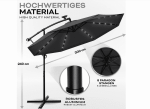 Umbrela terasa/gradina cu lumina LED, husa protectie, panou incarcare solara, protectie UV 50+, rotire la 360°, inclinatie reglabila, manivela, Ø 300 cm, antracit - imagine 4