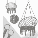 Scaun suspendat tip leagan/balansoar, interior/exterior, rezistent la intemperii, perna, capacitate 150 kg, gri