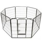 Tarc animale de companie cu usa blocabila, caini/pisici/animale mici, pliabil, interior/exterior, negru
