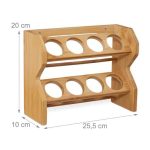 Set 8 recipiente pentru condimente, din sticla, suport bambus, maro natur/negru, 20 x 25,5 x 10 cm - imagine 2