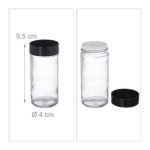 Set 8 recipiente pentru condimente, din sticla, suport bambus, maro natur/negru, 20 x 25,5 x 10 cm - imagine 3
