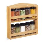 Set 10 recipiente condimente, cu suport din bambus, 27 x 26 x 6,5 cm, maro natur
