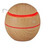 Difuzor aromaterapie si umidificator cu ultrasunete, ionizare LED, schimbare 7 culori, silentios, rotund, maro natur, Sfera - imagine 2