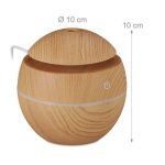 Difuzor aromaterapie si umidificator cu ultrasunete, ionizare LED, schimbare 7 culori, silentios, rotund, maro natur, Sfera - imagine 4