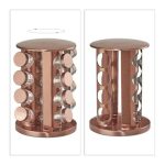 Set 16 recipiente condimente, suport rotativ, din inox, 28 x 22 cm, bronz - imagine 4