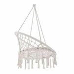 Scaun suspendat tip leagan/balansoar, interior/exterior, rezistent la intemperii, perna, capacitate 150 kg, crem - imagine 5