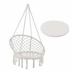 Scaun suspendat tip leagan/balansoar, interior/exterior, rezistent la intemperii, perna, capacitate 150 kg, crem - imagine 9