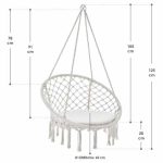 Scaun suspendat tip leagan/balansoar, interior/exterior, rezistent la intemperii, perna, capacitate 150 kg, crem - imagine 7