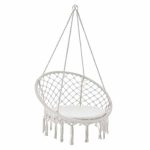 Scaun suspendat tip leagan/balansoar, interior/exterior, rezistent la intemperii, perna, capacitate 150 kg, crem