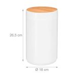 Cos de gunoi, multifunctional, capac din bambus, 5,5 L, alb/maro natur, 26,5 x 18 cm - imagine 9