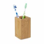 Suport periute de dinti, din bambus, Relaxdays, 11 x 6,5 x 6,5 cm