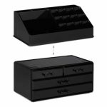 Organizator make-up si accesorii, 16 compartimente si 4 sertare, acrilic negru, 24 x 13.5 x 19 cm - imagine 8