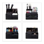 Organizator make-up si accesorii, 16 compartimente si 4 sertare, acrilic negru, 24 x 13.5 x 19 cm - imagine 10