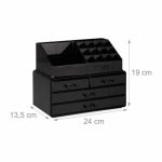 Organizator make-up si accesorii, 16 compartimente si 4 sertare, acrilic negru, 24 x 13.5 x 19 cm - imagine 2