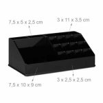 Organizator make-up si accesorii, 16 compartimente si 4 sertare, acrilic negru, 24 x 13.5 x 19 cm - imagine 3