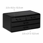Organizator make-up si accesorii, 16 compartimente si 4 sertare, acrilic negru, 24 x 13.5 x 19 cm - imagine 4