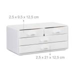 Organizator make-up si accesorii, 16 compartimente si 4 sertare, acrilic alb, 24 x 13.5 x 19 cm - imagine 3
