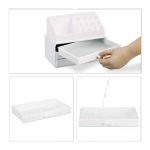 Organizator make-up si accesorii, 16 compartimente si 4 sertare, acrilic alb, 24 x 13.5 x 19 cm - imagine 4