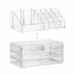 Organizator make-up si accesorii, 16 compartimente si 4 sertare, acrilic transparent, 24 x 13.5 x 19 cm - imagine 8