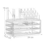 Organizator make-up si accesorii, 16 compartimente si 4 sertare, acrilic transparent, 24 x 13.5 x 19 cm - imagine 10