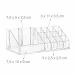 Organizator make-up si accesorii, 16 compartimente si 4 sertare, acrilic transparent, 24 x 13.5 x 19 cm - imagine 3