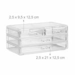 Organizator make-up si accesorii, 16 compartimente si 4 sertare, acrilic transparent, 24 x 13.5 x 19 cm - imagine 4