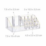 Organizator make-up si bijuterii, 16 compartimente si 8 sertare, acrilic transparent/auriu, 24 x 14 x 30 cm - imagine 8