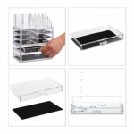 Organizator make-up si bijuterii, 16 compartimente si 8 sertare, acrilic transparent/auriu, 24 x 14 x 30 cm - imagine 4