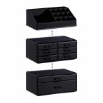 Organizator make-up si bijuterii, 16 compartimente si 8 sertare, acrilic negru, 24 x 14 x 30 cm - imagine 6