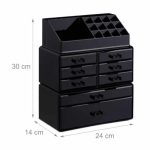Organizator make-up si bijuterii, 16 compartimente si 8 sertare, acrilic negru, 24 x 14 x 30 cm - imagine 8