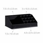 Organizator make-up si bijuterii, 16 compartimente si 8 sertare, acrilic negru, 24 x 14 x 30 cm - imagine 2