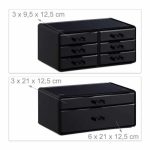 Organizator make-up si bijuterii, 16 compartimente si 8 sertare, acrilic negru, 24 x 14 x 30 cm - imagine 3