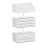Organizator make-up si bijuterii, 16 compartimente si 8 sertare, acrilic alb, 24 x 14 x 30 cm - imagine 6