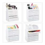 Organizator make-up si bijuterii, 16 compartimente si 8 sertare, acrilic alb, 24 x 14 x 30 cm - imagine 7