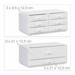 Organizator make-up si bijuterii, 16 compartimente si 8 sertare, acrilic alb, 24 x 14 x 30 cm - imagine 3