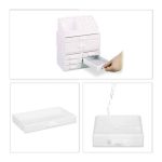 Organizator make-up si bijuterii, 16 compartimente si 8 sertare, acrilic alb, 24 x 14 x 30 cm - imagine 4