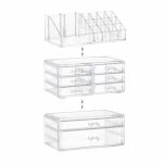 Organizator make-up si bijuterii, 16 compartimente si 8 sertare, acrilic transparent, 24 x 14 x 30 cm - imagine 6