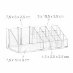Organizator make-up si bijuterii, 16 compartimente si 8 sertare, acrilic transparent, 24 x 14 x 30 cm - imagine 2