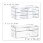 Organizator make-up si bijuterii, 16 compartimente si 8 sertare, acrilic transparent, 24 x 14 x 30 cm - imagine 3
