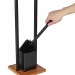 Perie toaleta cu suport hartie, compartiment smartphone, suport stativ, negru/maro, 78 x 18,5 x 18,5 cm - imagine 6