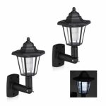 Set 2 lampi solare, senzor de lumina, panou solar, buton on-off, negru, 12 x 17 x 25 cm